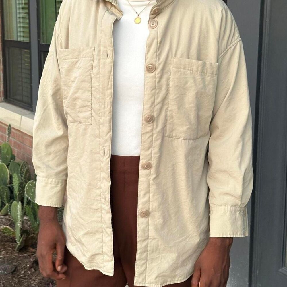 hm cream oversized button up shirt
